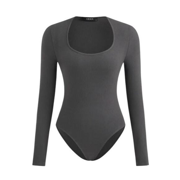Cider Women's Small Grey Long Sleeve Scoop Neckline Jersey Bodysuit - Picture 5 of 10